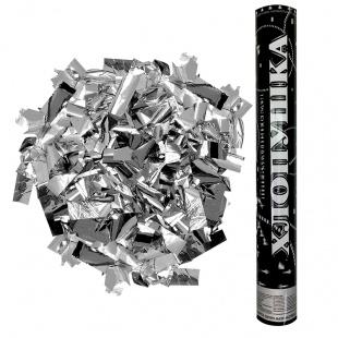 Пневмохлопушка 40 см Металлизированное конфетти, Серебро