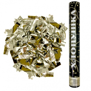 Пневмохлопушка 40 см Металлизированное конфетти, Золото